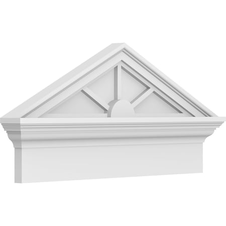 Ekena Millwork Peaked Cap 3 Spoke Architectural PVC Combination Pediment, 26"W x 13-3/8"H x 2-3/4"P (Pitch 6/12) PEDPC026X135PKC03
